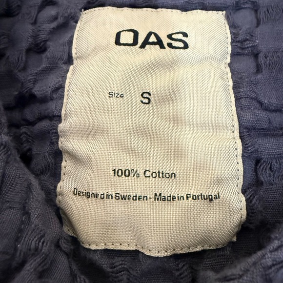 OAS Mens Small Gray Textured Grid Shirt Short Sleeve Resort Casual Modern - Picture 2 of 6